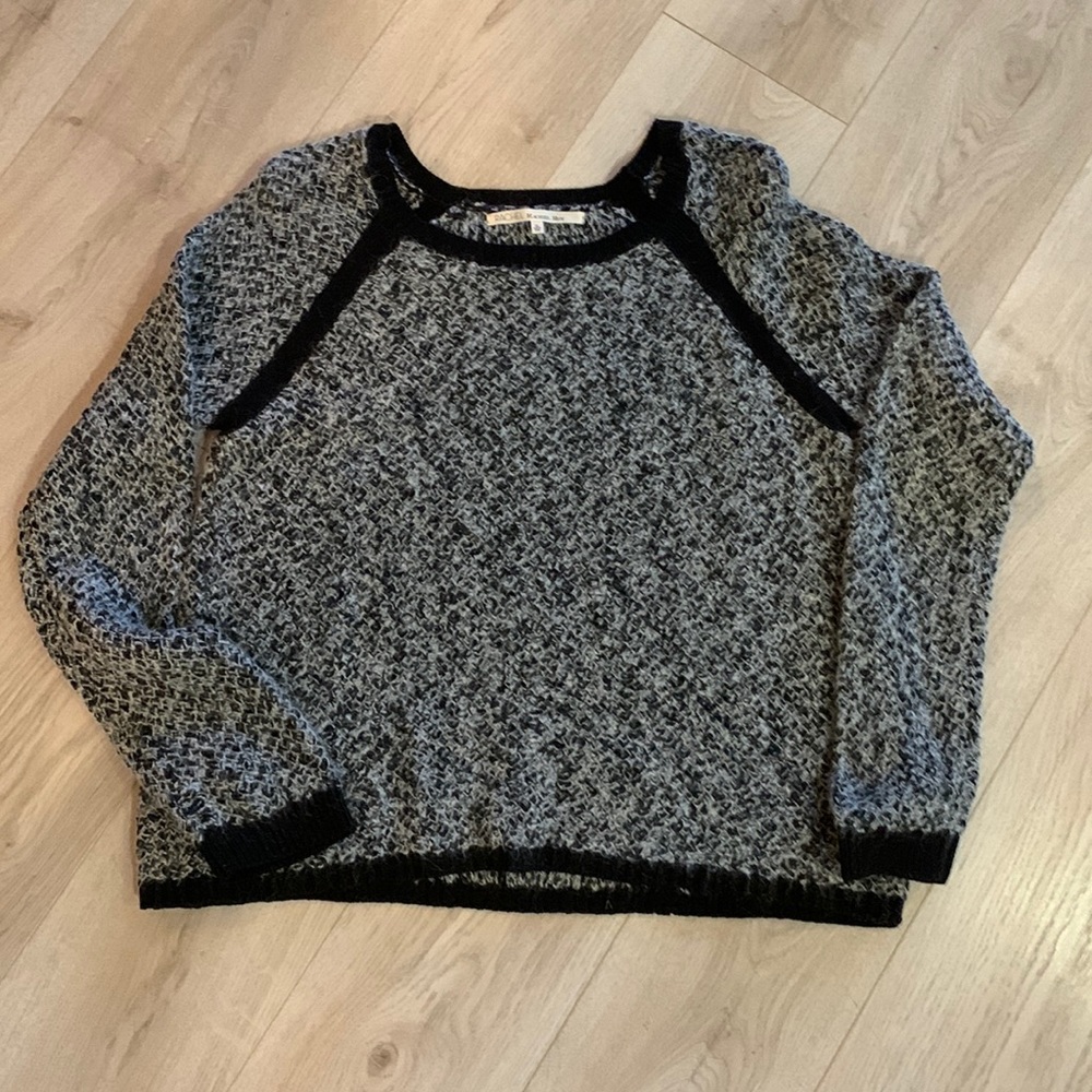 NWOT Rachel Roy Black and White Knit Cotton Mohair Blend Sweater Size XL